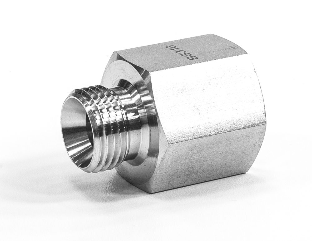 Hydraulic Reducing Adaptor Female Male Bspp Stainless Steel Nero